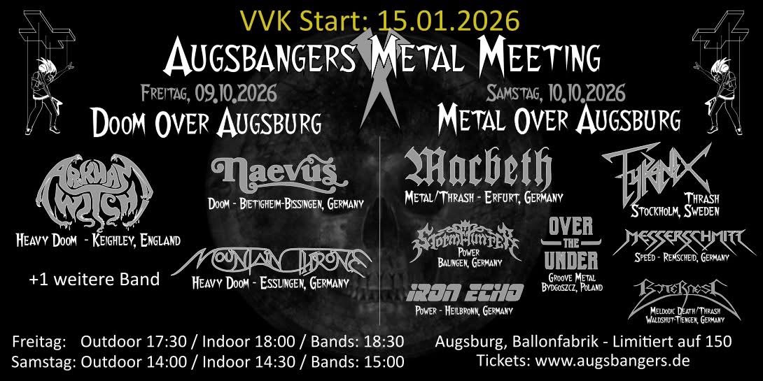AUSVERKAUFT - Augsbangers Metal Meeting X Jubiläumsausgabe FREITAG