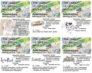The Blues Of Getting WELL Ausstellung Ballonfabrik 21.6. - 25.6. Ausgestellt werden: * Öl auf Pappe&Kassenzettel * Animierte Projektion * Solarpunk Geschichten * AquarelleProgramm: * 21.6. - Blues Dance * 22.6. - Drink&Draw * 23.6. - Lunarpunk Writing * 24.6. - Solarpunk Writing * 25.6. - Games (on Linux)